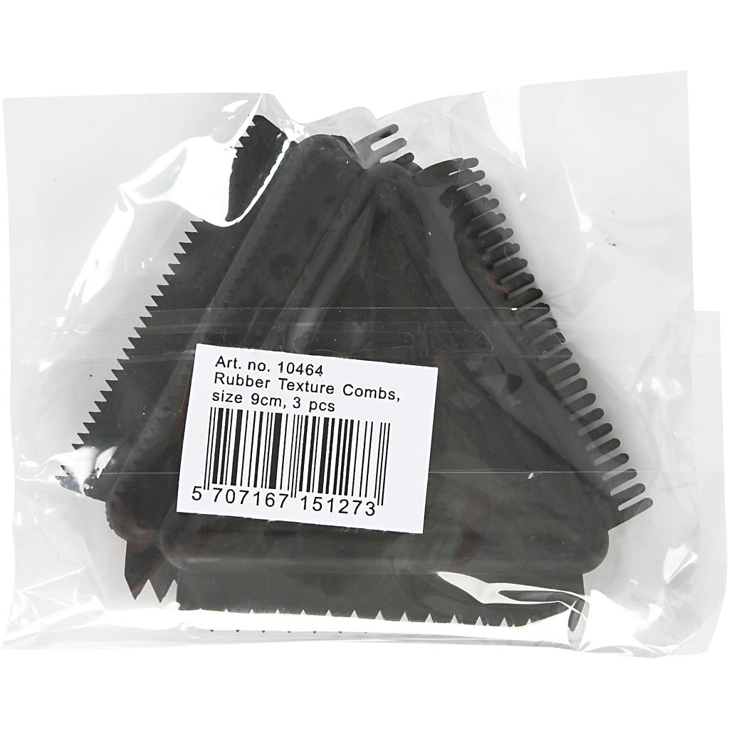 Pettini di gomma sagomati, misura 9 cm, nero, 3 pz/ 1 conf. [HOB-10464]