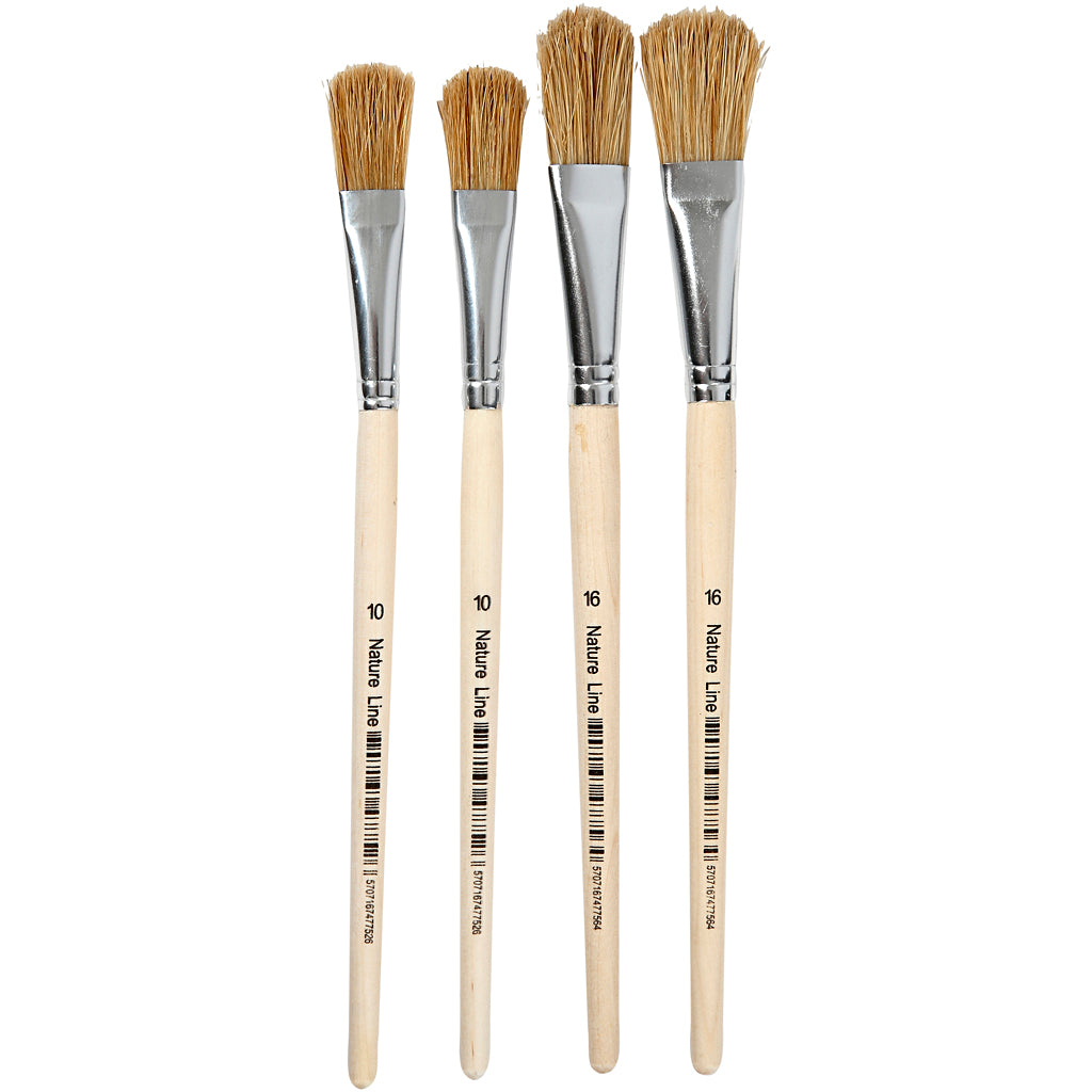 Varnish Brushes, no. 10+16, L: 13-18 mm, W: 13-17 cm, flat, 4 pc
