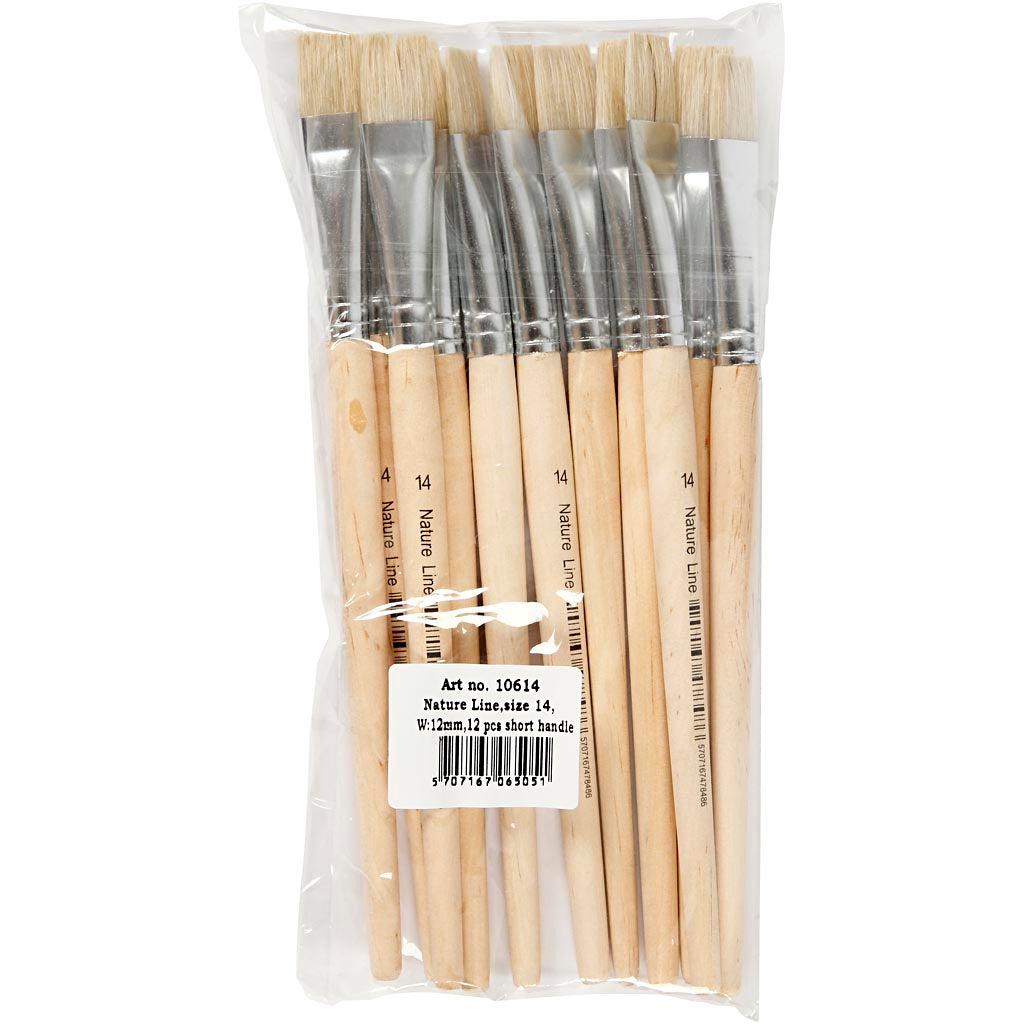 Pennello Nature Line, dim. 14, L: 20 cm, L: 15 mm, piatto, 12 pz/ 1 conf. [HOB-10614]