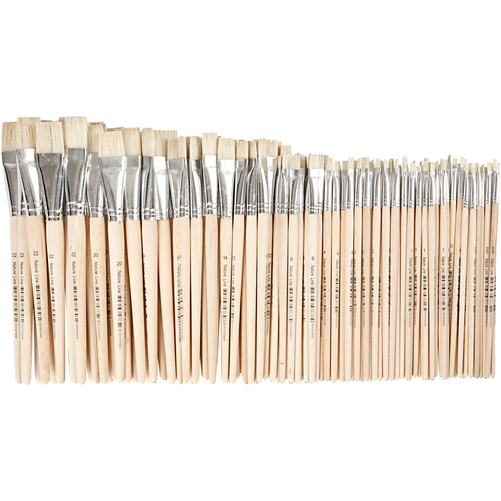 Pennello Nature Line, dim. 00+0+1+2+4+8+12+14+20+22, L: 17,5-20,5 cm, L: 3-22 mm, piatto, 10x12 pz/ 1 conf. [HOB-10648]