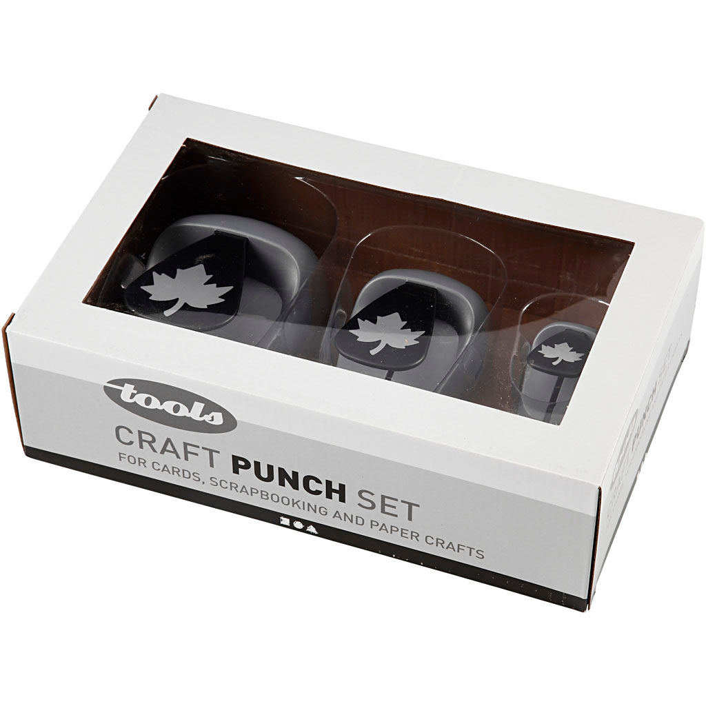 Set perforatori creativi, foglia d'acero, misura 25+49+75 mm, 3 pz/ 1 conf. [HOB-112920]