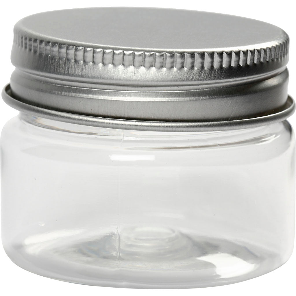 Plastic Jar with Screw-on Lid, H: 35 mm, dia. 40 mm, 35 ml, 10 pc