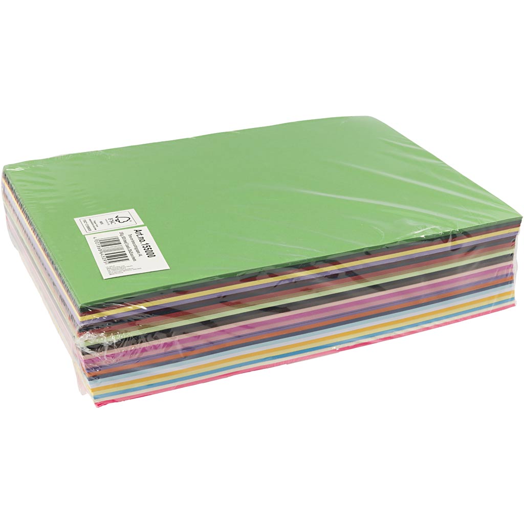 Carta da taglio tono su tono, A4, 130 g, 20x25 fgl. asst., 500 fgl./ 1 conf. [HOB-155000]