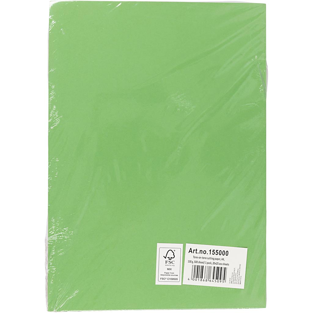 Carta da taglio tono su tono, A4, 130 g, 20x25 fgl. asst., 500 fgl./ 1 conf. [HOB-155000]