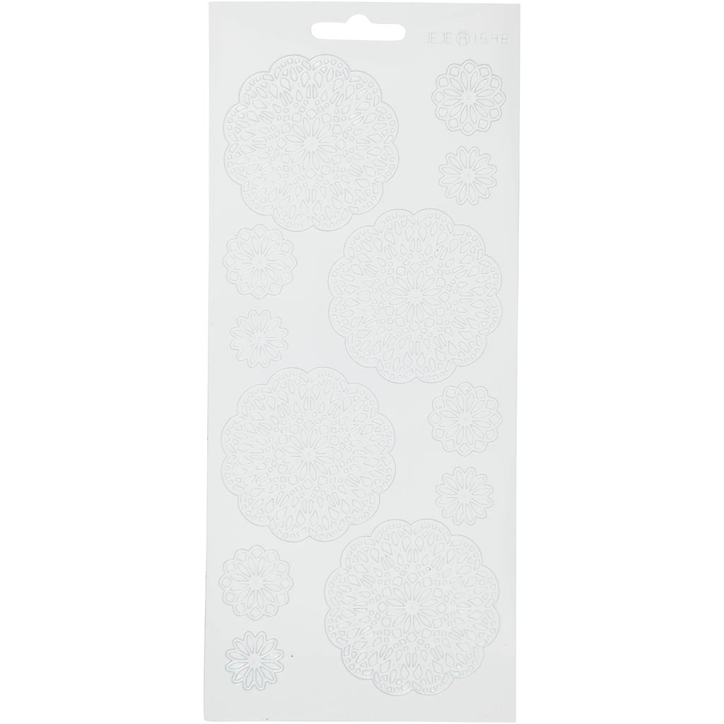 Stickers, flowers, sheet 10x23 cm, white, 1 sheet