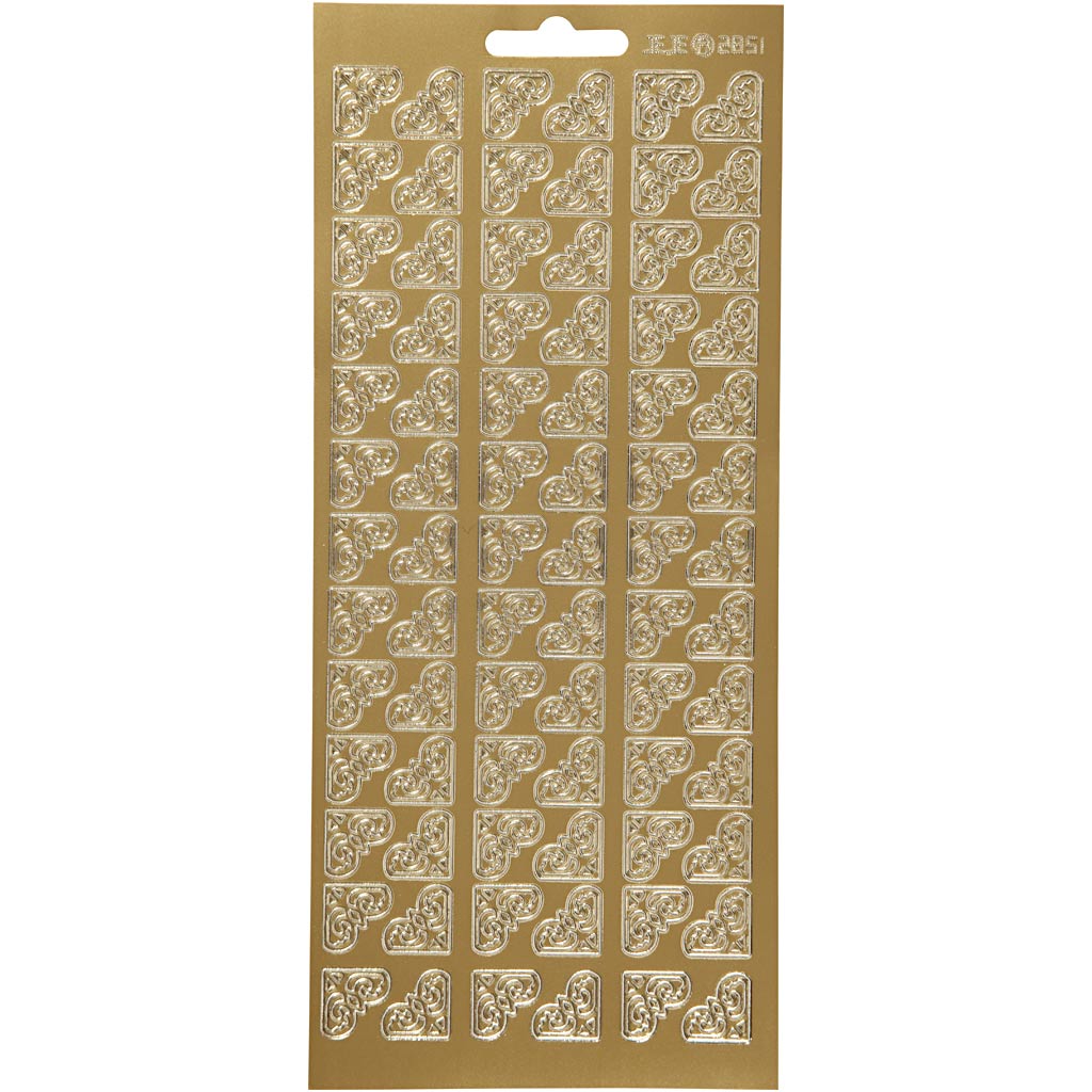 Stickers, corners, sheet 10x23 cm, gold, 1 sheet
