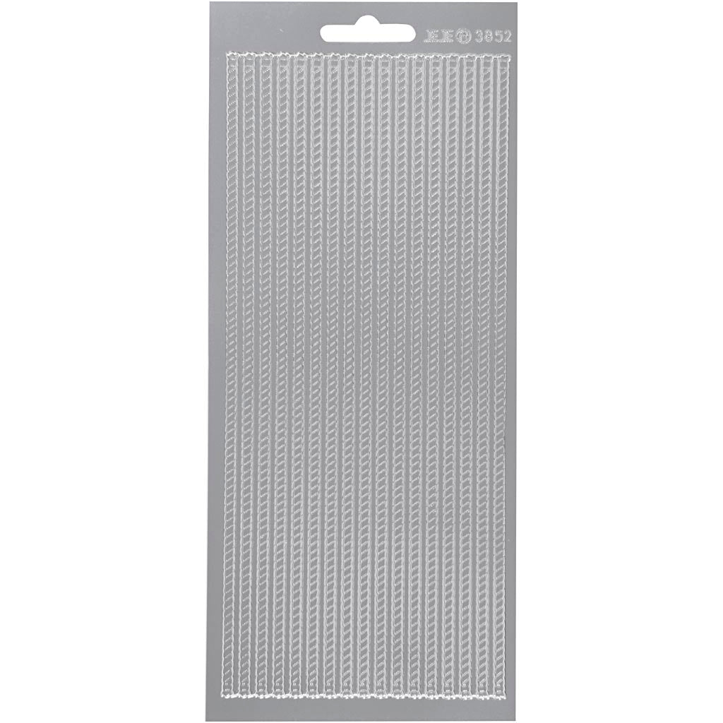 Stickers, borders, sheet 10x23 cm, silver, 1 sheet