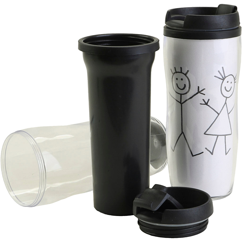 Thermo mug with lid, H: 17,5 cm, dia. 7 cm, 12 pc