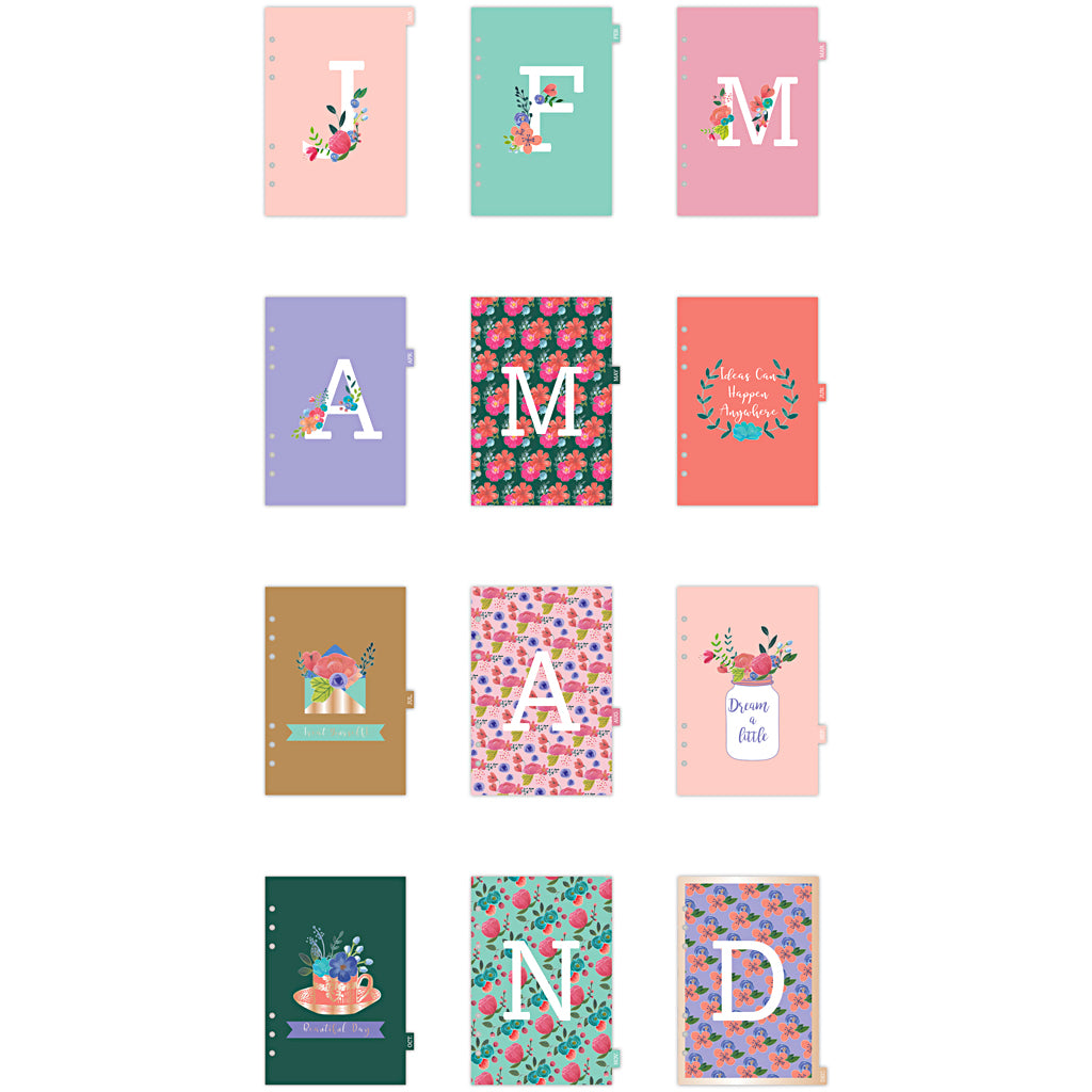 Index divider, A5, Number of pages 12, gold, red, coral