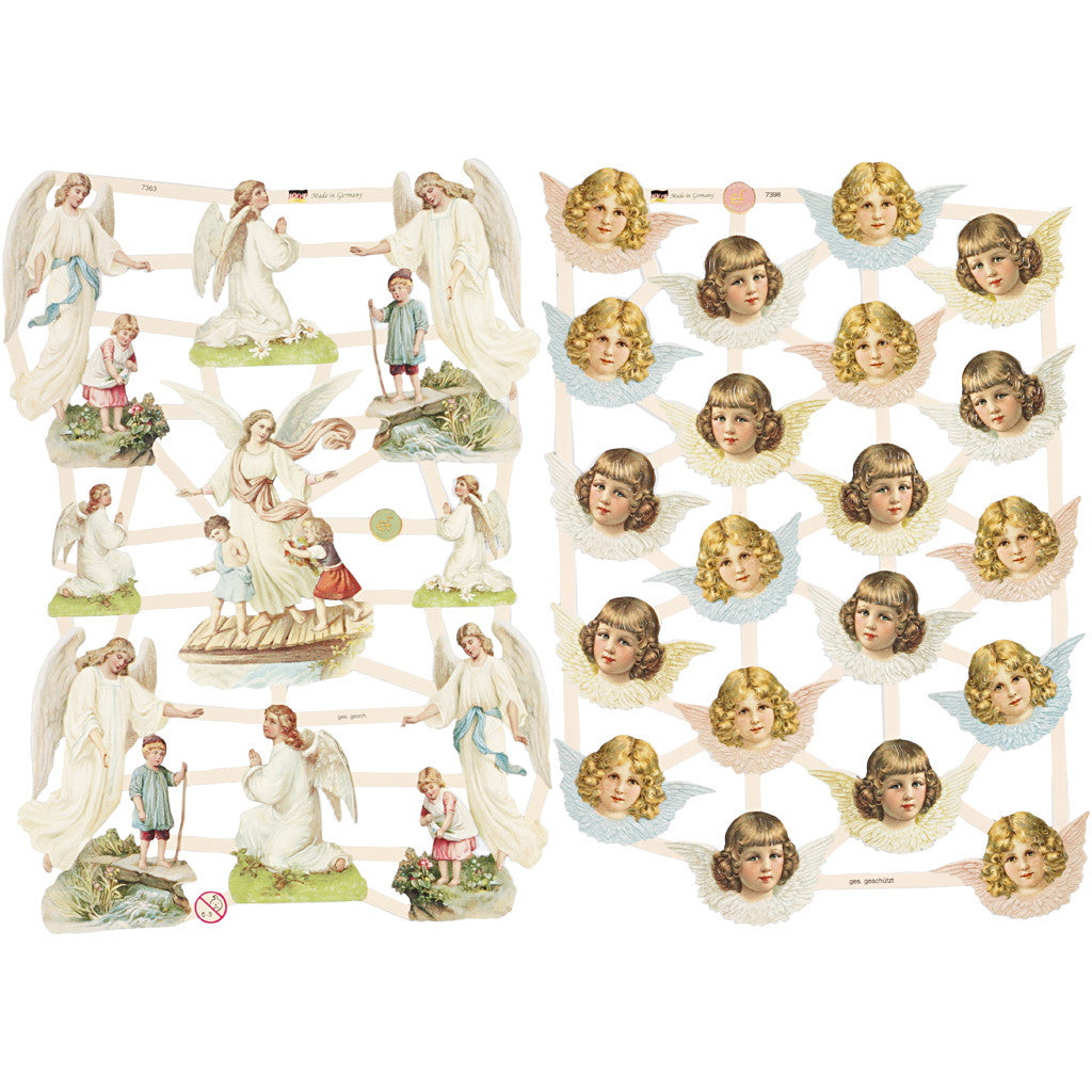 Figure fustellate vintage, Angeli nostalgici, foglio 16,5x23,5 cm, 2 fgl./ 1 conf. [HOB-19364]