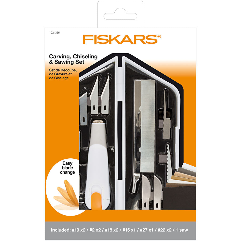 Fiskars Set di coltello, scalpello e seghetto, L: 15 cm, L: 3 cm, 1 set [HOB-1024385]