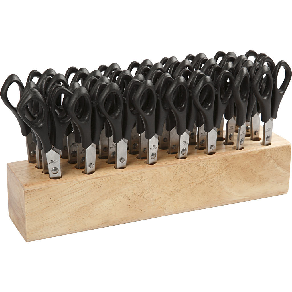 Forbici per la Scuola con Rastrelliera, L: 14 cm, rond, 1 set [HOB-11228]