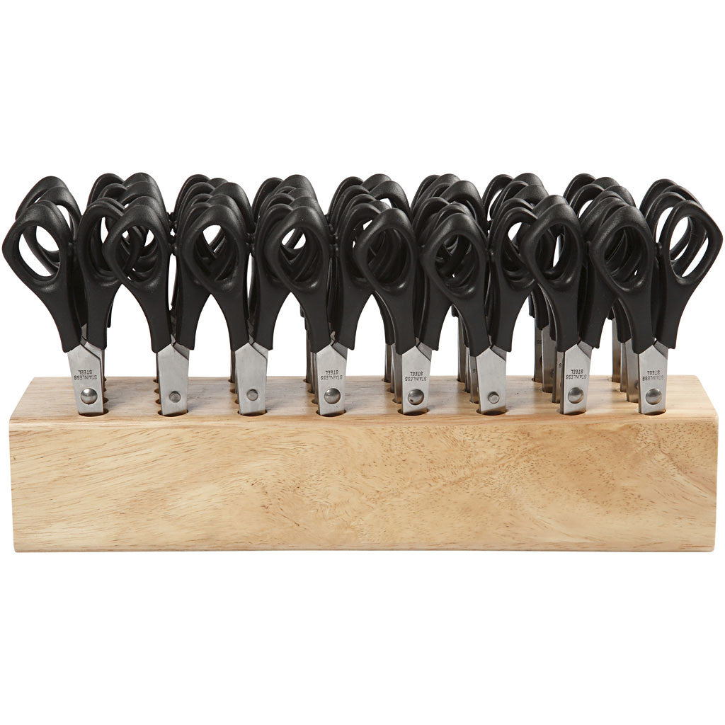 Forbici per la Scuola con Rastrelliera, L: 14 cm, rond, 1 set [HOB-11228]