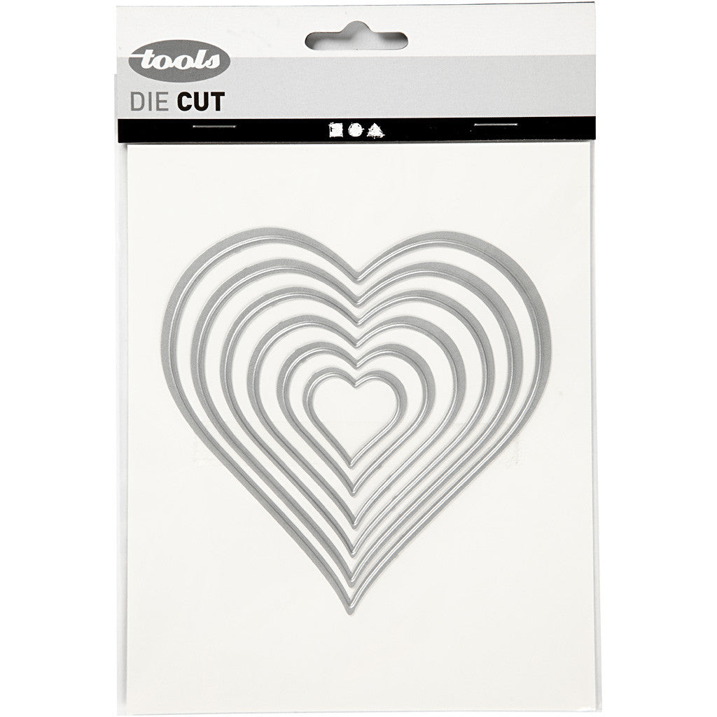 Mascherina per embossing e fustella, cuore, misura 2,5x3-10x11 cm, 1 pz [HOB-11782]