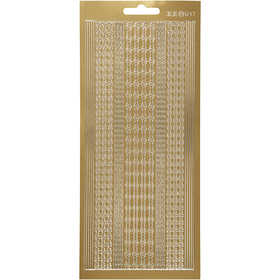 Stickers, bordi, foglio 10x23 cm, oro, 1 fgl. [HOB-170021]