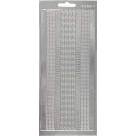 Stickers, bordi, foglio 10x23 cm, argento, 1 fgl. [HOB-170022]