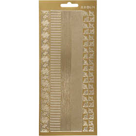 Stickers, bordi, foglio 10x23 cm, oro, 1 fgl. [HOB-170023]