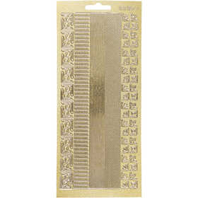 Stickers, bordi, foglio 10x23 cm, oro, 1 fgl. [HOB-170024]