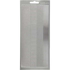 Stickers, bordi, foglio 10x23 cm, argento, 1 fgl. [HOB-170029]