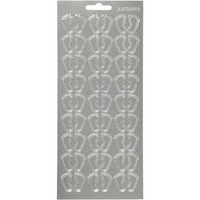 Stickers, piedi, foglio 10x23 cm, argento, 1 fgl. [HOB-170094]