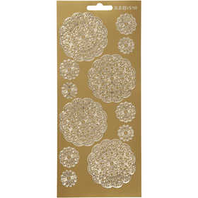 Stickers, fiori, foglio 10x23 cm, oro, 1 fgl. [HOB-170095]