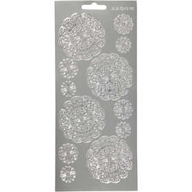 Stickers, fiori, foglio 10x23 cm, argento, 1 fgl. [HOB-170096]