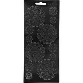 Stickers, fiori, foglio 10x23 cm, nero, 1 fgl. [HOB-170097]