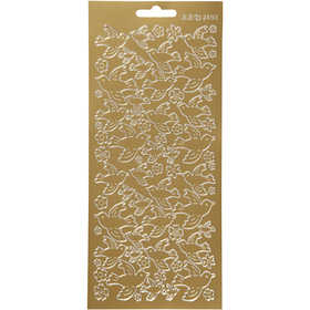 Stickers, colombe, foglio 10x23 cm, oro, 1 fgl. [HOB-170099]