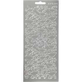 Stickers, colombe, foglio 10x23 cm, argento, 1 fgl. [HOB-170100]