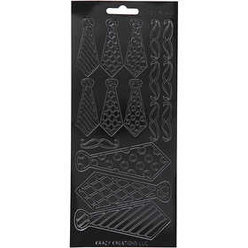 Stickers, cravatte, foglio 10x23 cm, nero, 1 fgl. [HOB-170149]