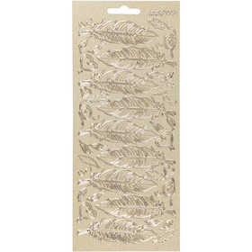 Stickers, piume, foglio 10x23 cm, oro, 1 fgl. [HOB-170190]