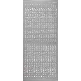 Stickers, numeri, foglio 10x23 cm, argento, 1 fgl. [HOB-170221]