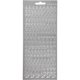 Stickers, alfabeto, foglio 10x23 cm, argento, 1 fgl. [HOB-170225]