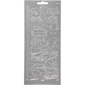 Stickers, auto, foglio 10x23 cm, argento, 1 fgl. [HOB-170241]
