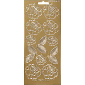 Stickers, rose, foglio 10x23 cm, oro, 1 fgl. [HOB-170244]
