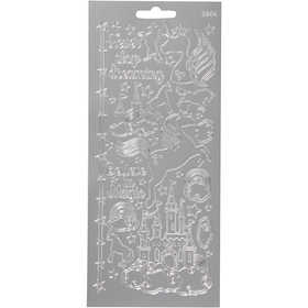 Stickers, unicorno, foglio 10x23 cm, argento, 1 fgl. [HOB-170259]