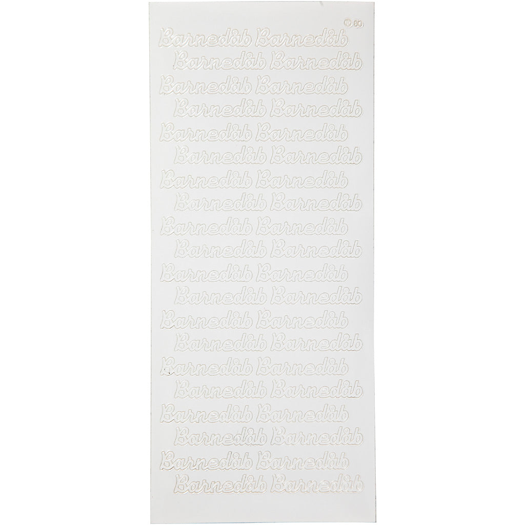 Stickers, barnedåb, foglio 10x23 cm, bianco, 1 fgl. [HOB-170273]