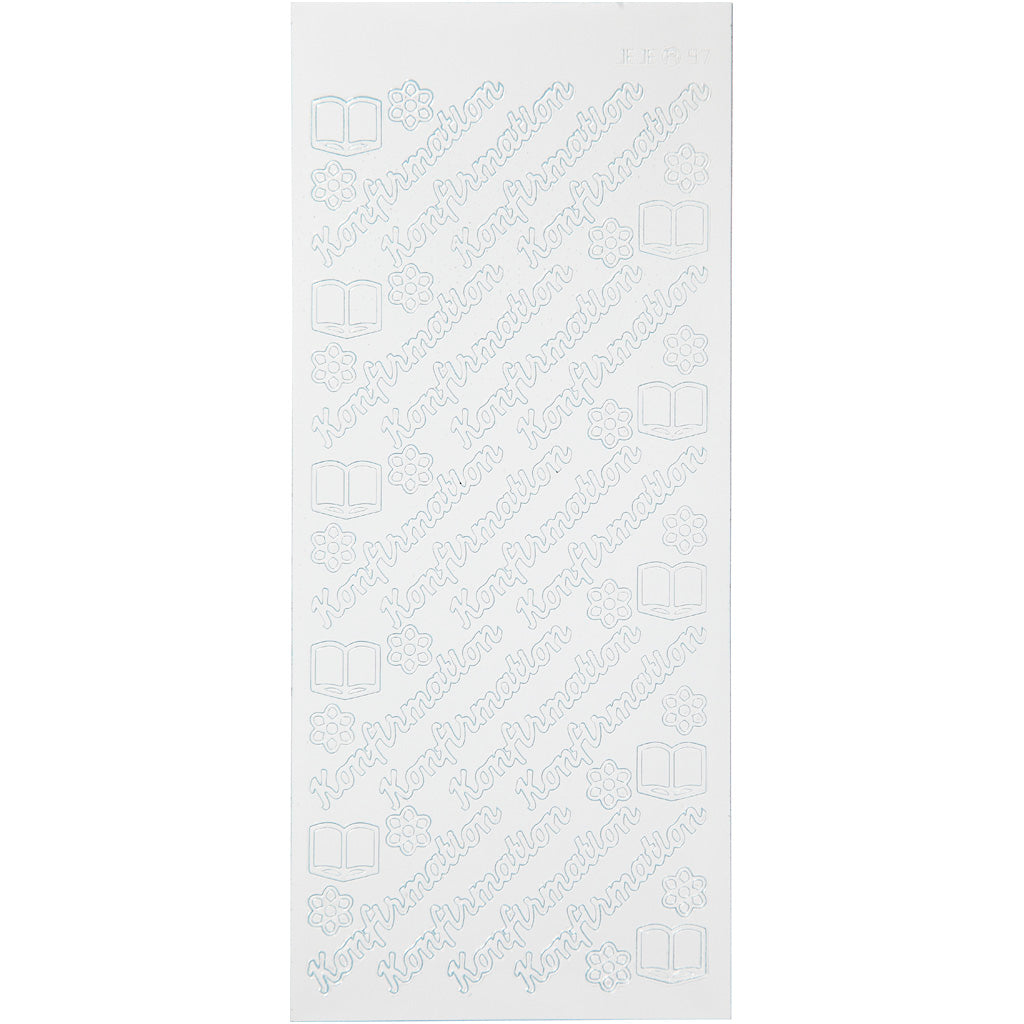 Stickers, konfirmation, foglio 10x23 cm, bianco, 1 fgl. [HOB-170274]