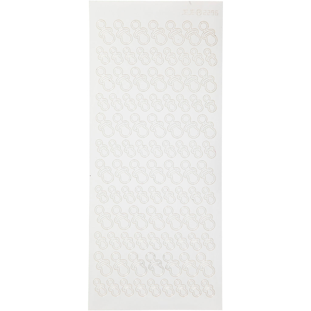 Stickers, ciucci, foglio 10x23 cm, bianco, 1 fgl. [HOB-170285]
