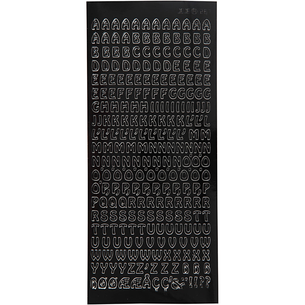 Stickers, lettere piccole maiuscole, foglio 10x23 cm, nero, 1 fgl. [HOB-170289]