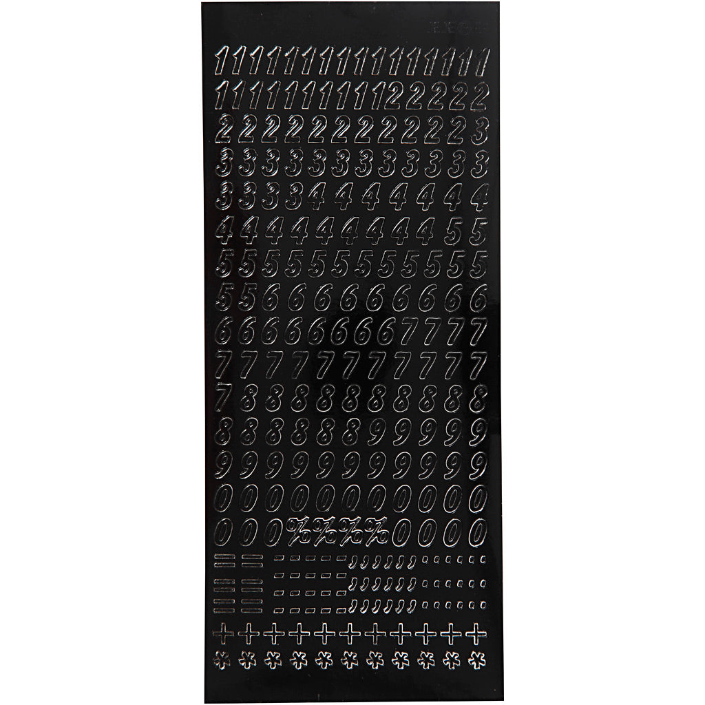 Stickers, numeri piccoli, foglio 10x23 cm, nero, 1 fgl. [HOB-170292]