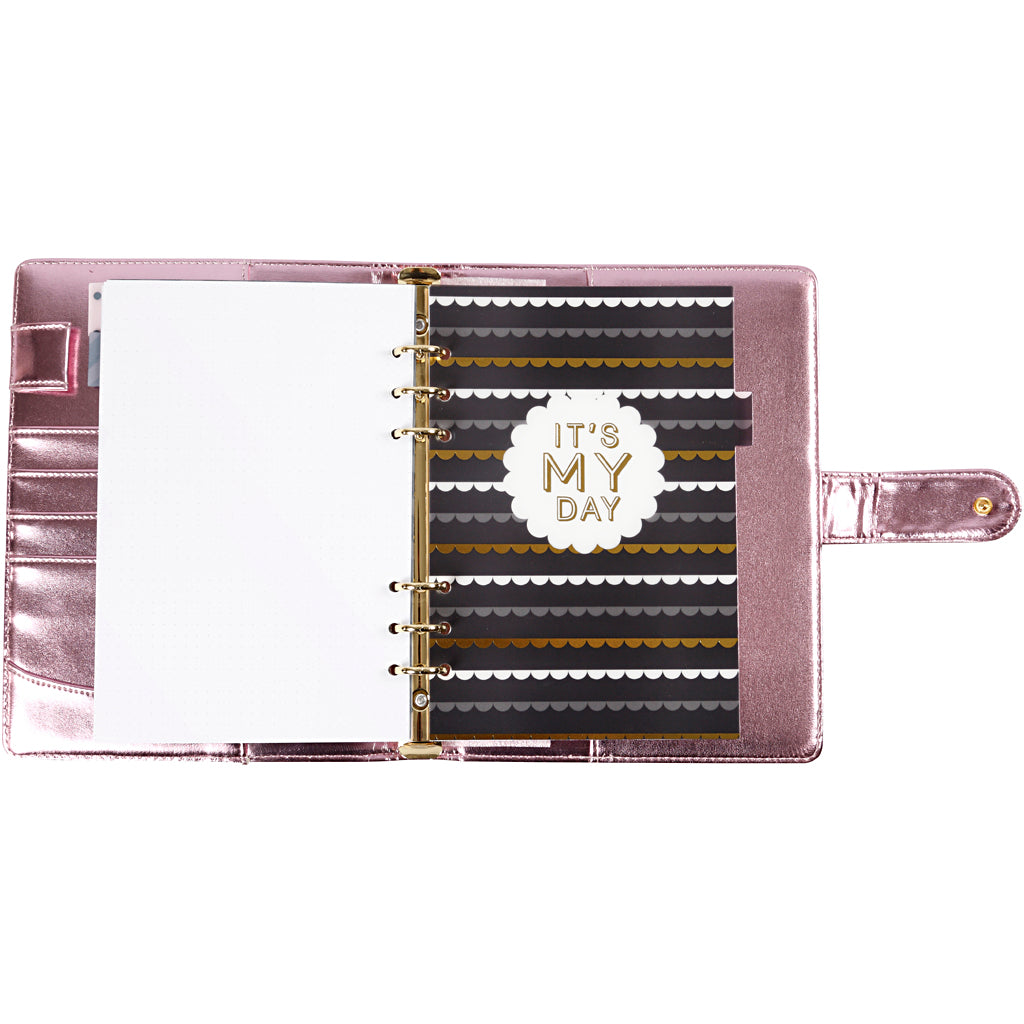 Agenda, misura 19x23,5x4 cm, cartelletta ad anelli, rosato, 1 pz [HOB-192648]