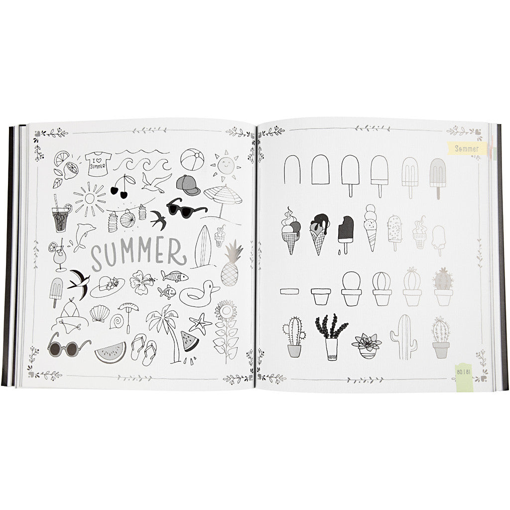 Hand Lettering - 1000 idee, misura 22x23 cm, spess. 2 cm, Numero di pagina 143, 1 pz, Testo danese [HOB-19290]