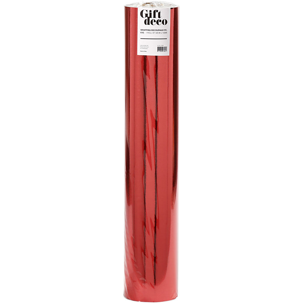 Carta da regalo, L: 50 cm, 65 g, rosso, 100 m/ 1 rot. [HOB-19988]
