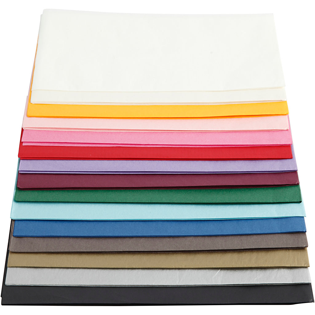 Carta velina, foglio 50x70 cm, 14 g, colori assortiti, 30 fogli [HOB20092]