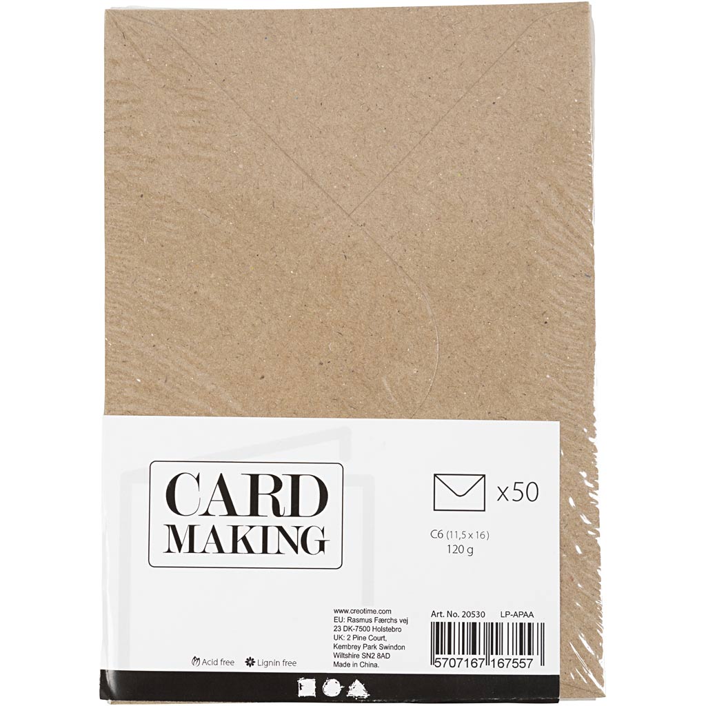 Buste riciclate, C6 11,5x16 cm, 120 g, naturale, 50pz [HOB20530]