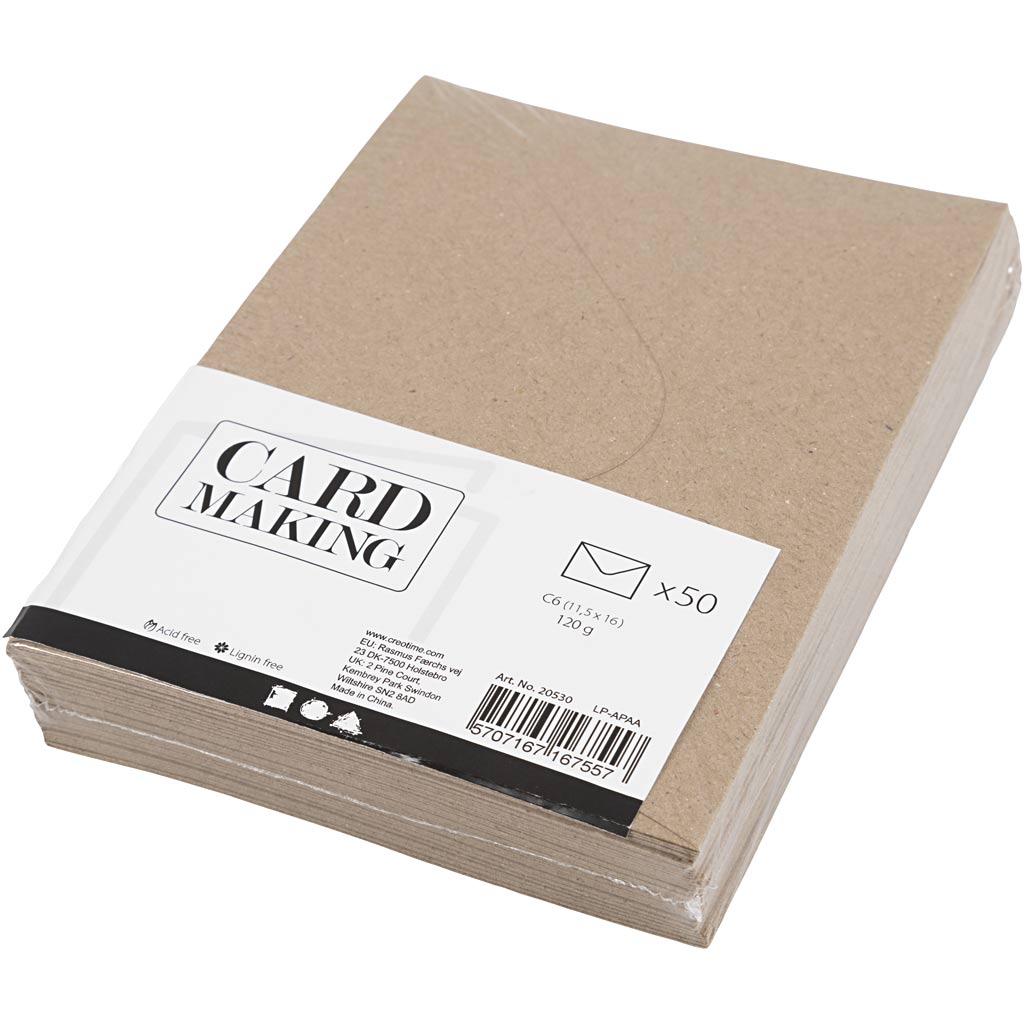Buste riciclate, C6 11,5x16 cm, 120 g, naturale, 50pz [HOB20530]