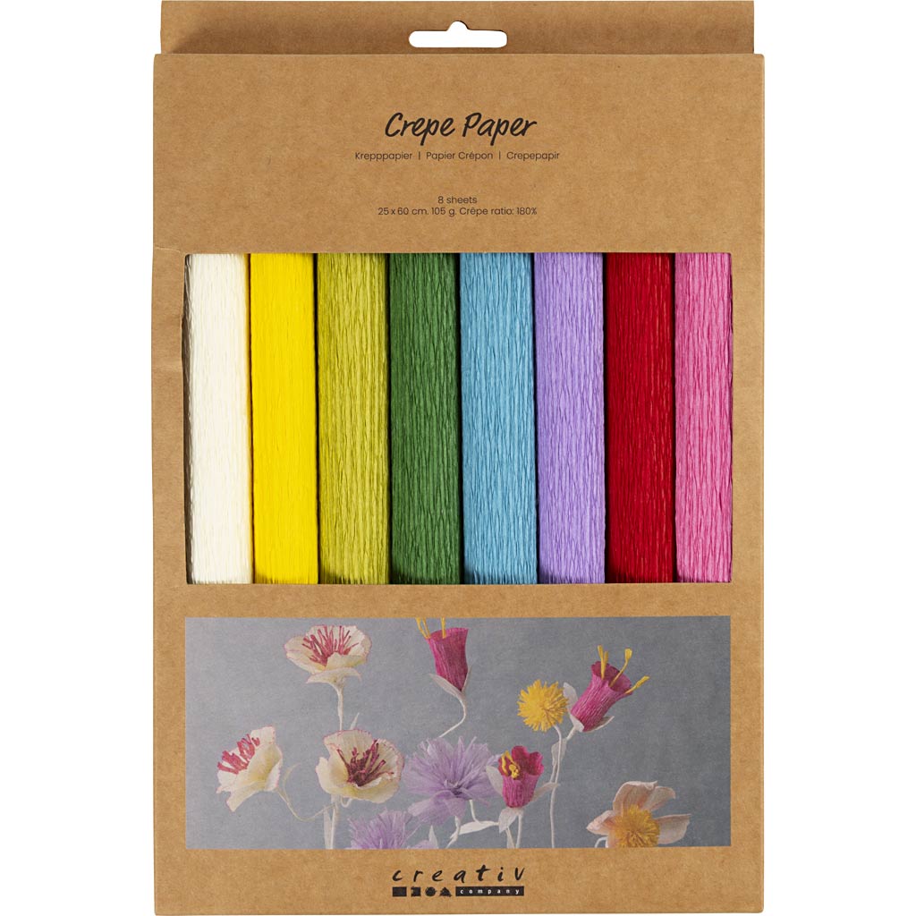 Carta Crespa, foglio 25x60 cm, Proporzione: 180%, 105 g, colori standard, 8 fgl./ 1 conf. [HOB-209003]