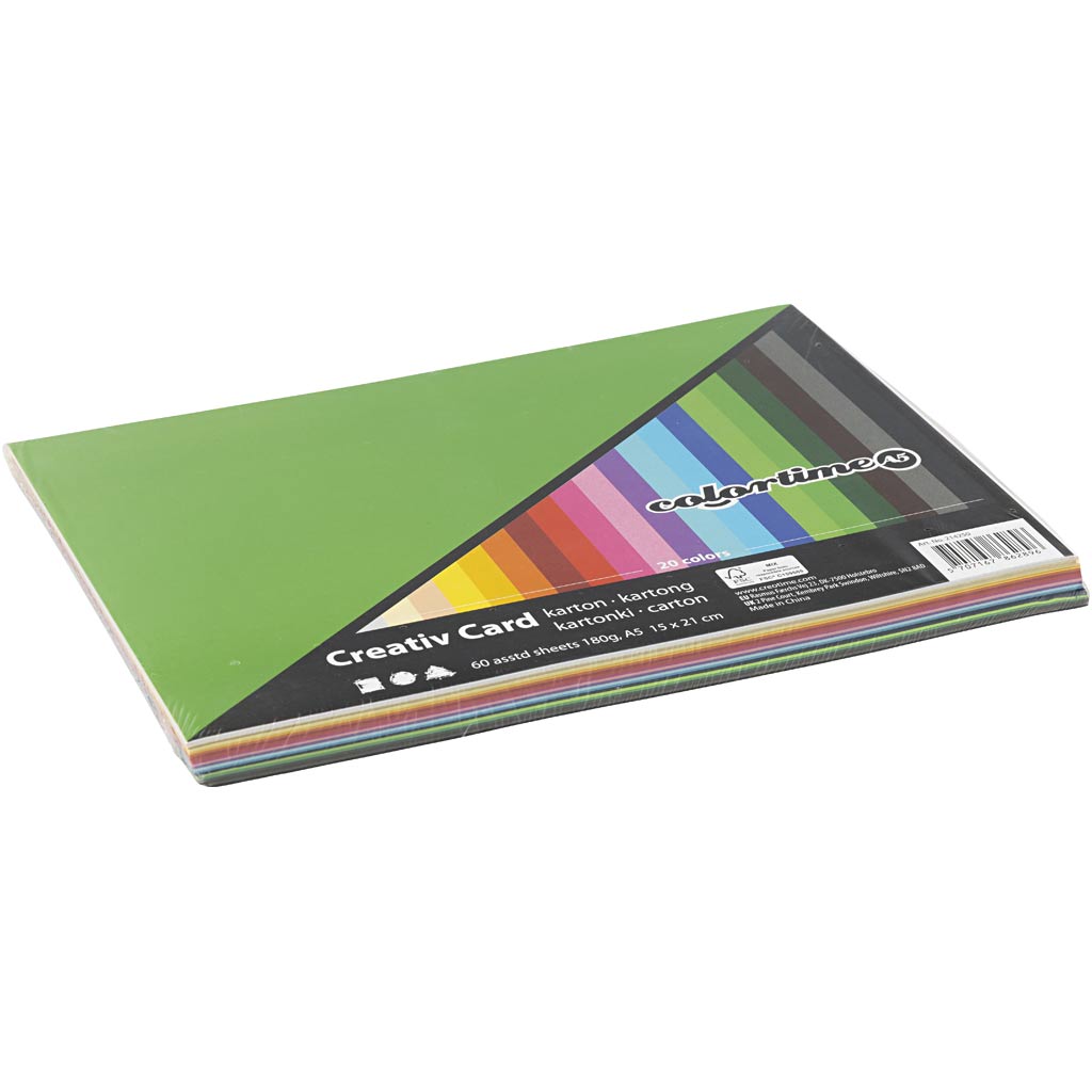 Creative Card, A5 148x210 mm,  180 g, asstd colours, 60mixed sheets [HOB214250]