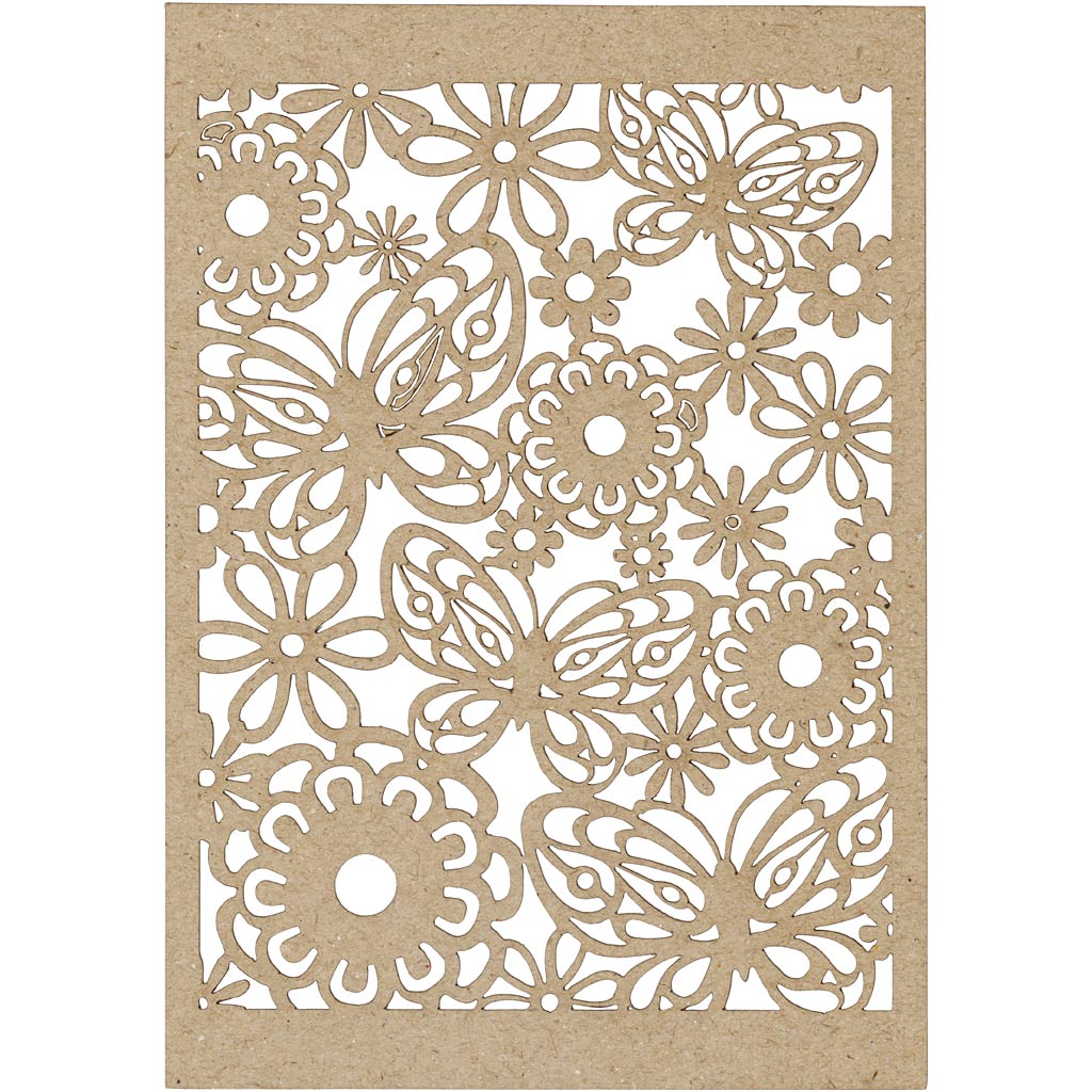 Lace Patterned cardboard, sheet 10,5x15 cm, 200 g, natural, 10 pc